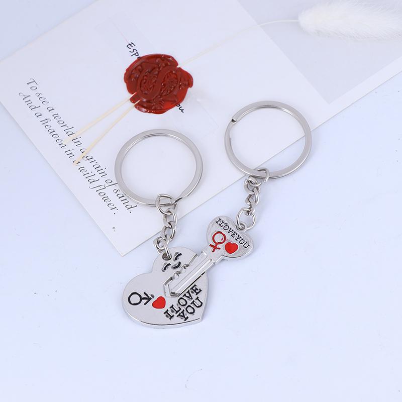 2Pcs/Lot Heart-Shaped Keychain Couple Valentine'S Day Lover Gift Secret Love