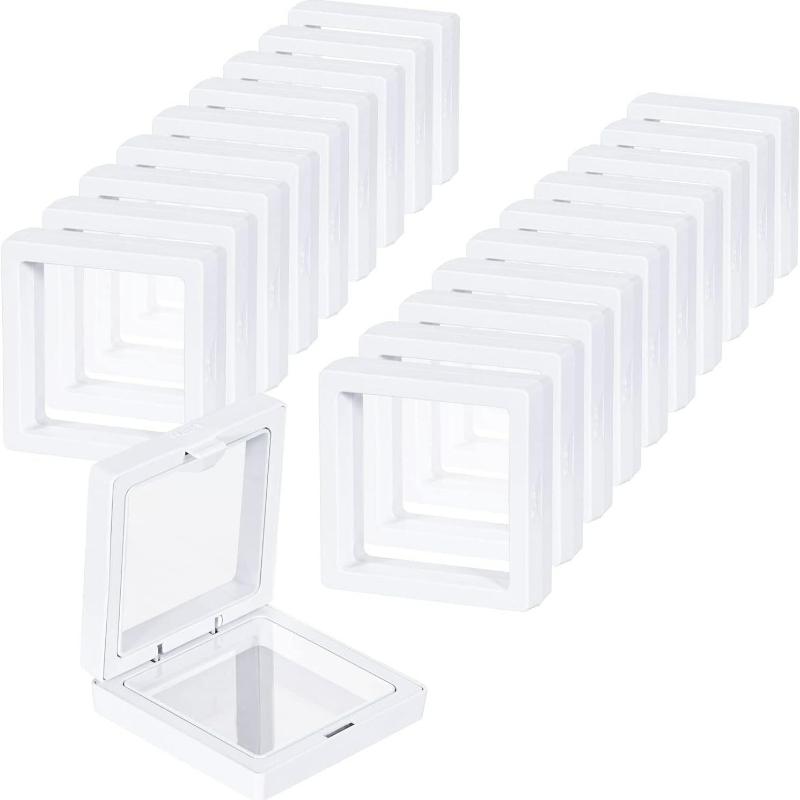 20pcs White Black Transparent Floating Display Box Plastic Film Jewelry Packaging Box Jewelry Necklace Ring Collect Storage Box