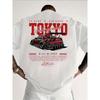 [ Comfortable Choice ] HOT Mens Short Sleeve T Shirt Double Sided Print Skin Friendly Comfy Tokyo Racing Car Graphic Athletic Leisure Wear