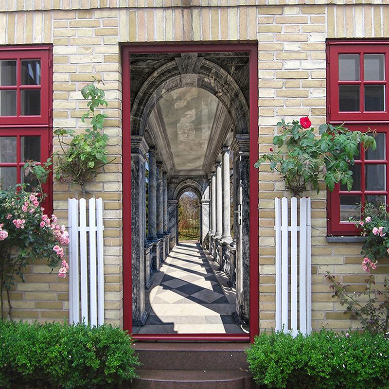 Landscape Door Stickers 3D Removable Self Adhesive Sticker Natural Scenery Wallpaper PVC Art Murals for Doors Modern Home Decor