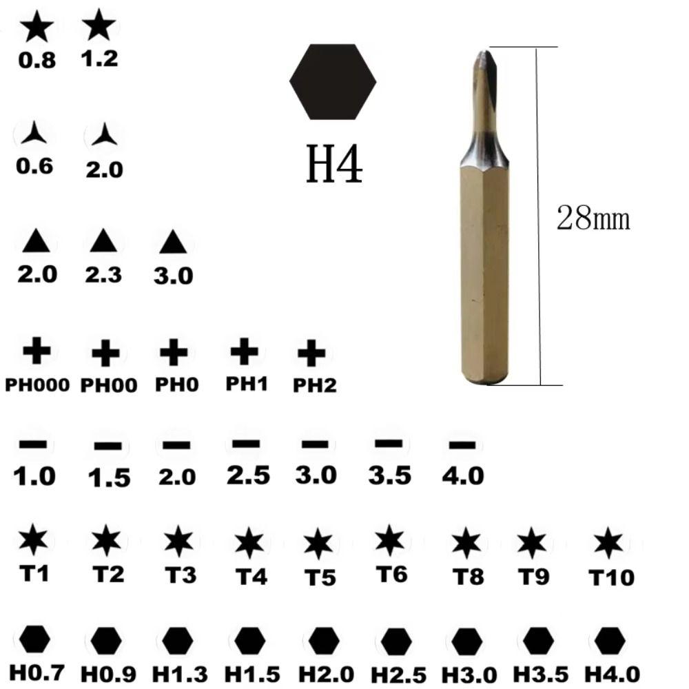 Non-Slip Impact Batch Head S2 Zinc Zinc Alloy Steel Ph2 Screwdriver Bits Set  Mobile Repair