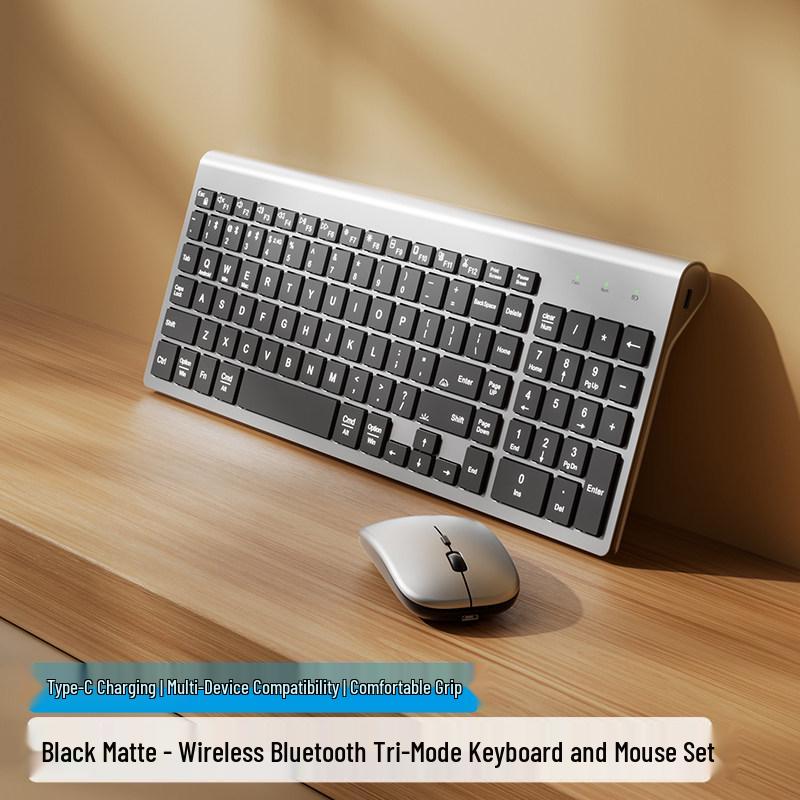 Dual-Mode Backlit Bluetooth Wireless Keyboard & Mouse Set with Eight-Color Lighting