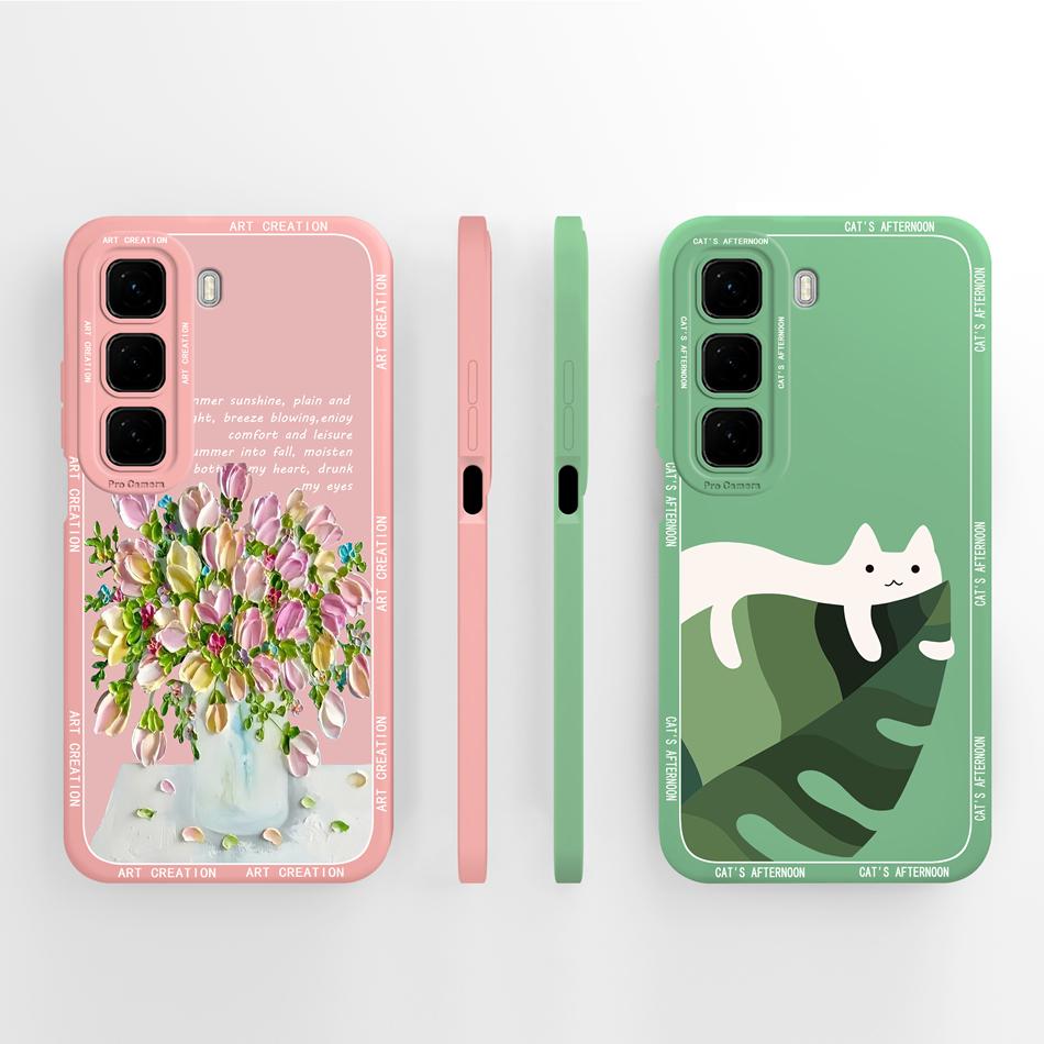 For Infinix Hot 50 Pro Plus Case Aesthetic Style Cover For Infinix Hot50i Full Protection Back Cover Soft Liquid Silicone Bumper