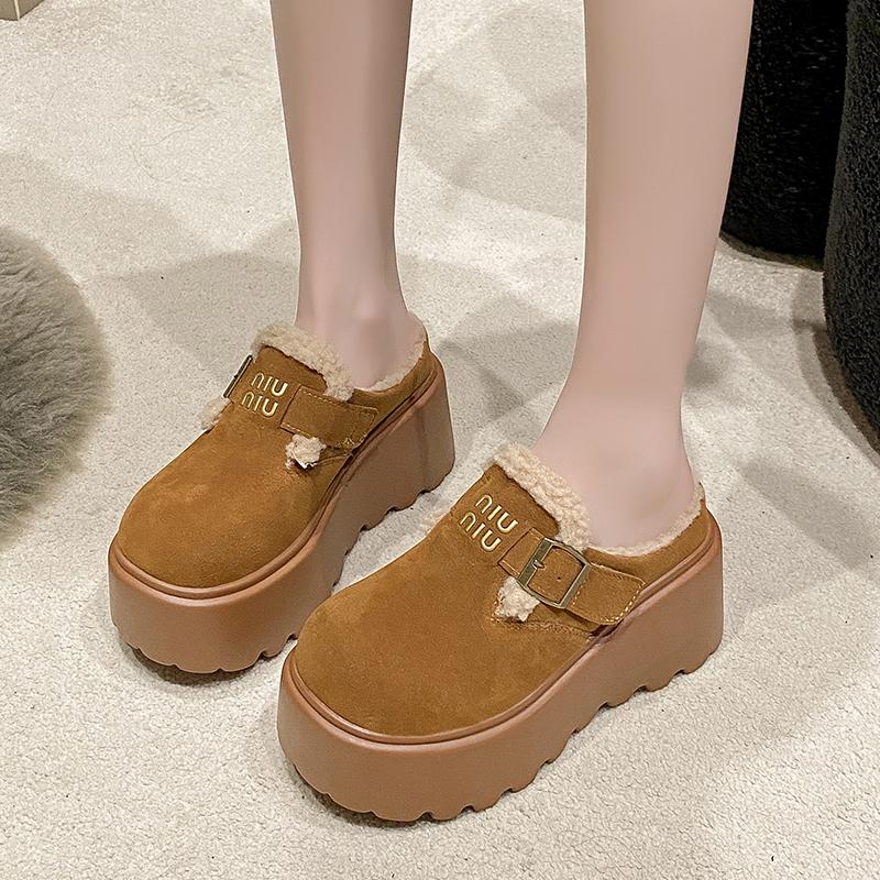 Mote Nye Dame Høye Platå Tøfler 8CM Kiler Bling Sko Dame Ute Skinn Fritid Chunky Sneakers Sommer Pustende Tøfler