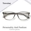TUREZING Rectangular Metal Hinge Reading Glasses Clear Frame for Men and Women Portable Prescription Eyewear