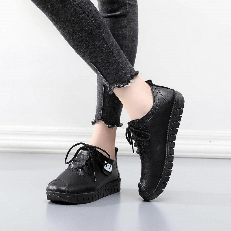 Kvinner Leiligheter Mote Kvinner Skinnsko Plus Size Damesko Uformell Slip On Nurse Dame Loafers