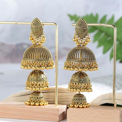 Ethnic Style Vintage Jewellery Earrings Women Retro Dangle Birdcage Carved Earing