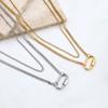 Accessories Light Luxury 18K Titanium Steel Clavicle Chain Female Geometric Oval Buckle Double Layer Stacked Necklace