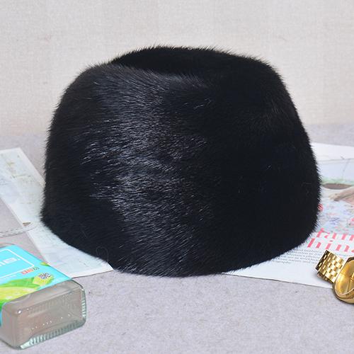 Men Mink Fur Hat New Fashion Men's Real Mink Fur Cap Winter Warm Top Hat Headgear Beanie Beret Natural Real Mink Fur Cap For Men