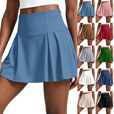 Damplisserad Atletisk Skort med Inbyggda Shorts Hög Midja Bekväm Passform Lämplig för Löpning Yoga Tennis och Vardagsbruk