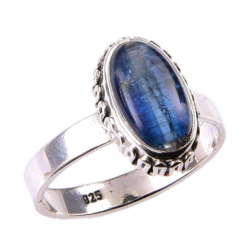 Natürlicher Kyanit Edelstein Handgefertigt 925 Massiv Sterlingsilber Geschenkring S.7 Q3q16