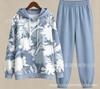 Spring/Autumn Soft Cotton Casual Set, Color-Blocking Floral Top, Solid Color Pants, Versatile Slimming Commuter Set