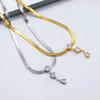Snake Bone Chain Zircon Pendant Stainless Steel Necklace High Sense Daily Versatile Niche Design Women'S Jewelry
