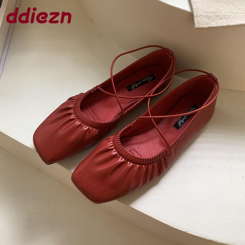 Fashion Soft Female Fashion Square Toe Ladies Flats With Shoes Casual Footwear Shallow Women Ballet Flats Slip On Shoes