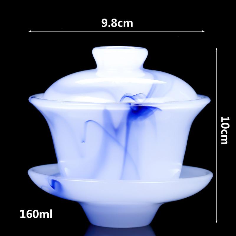 

Chinese Sky Blue and White Gaiwan Jade Porcelain Cover Bowl Tea Set Accessories Nice Gifts 200ml