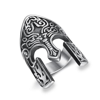 S925 Silber Ring Retro Ring Spartan Maske Ring Rüstung Krieger Maske Herren Ring