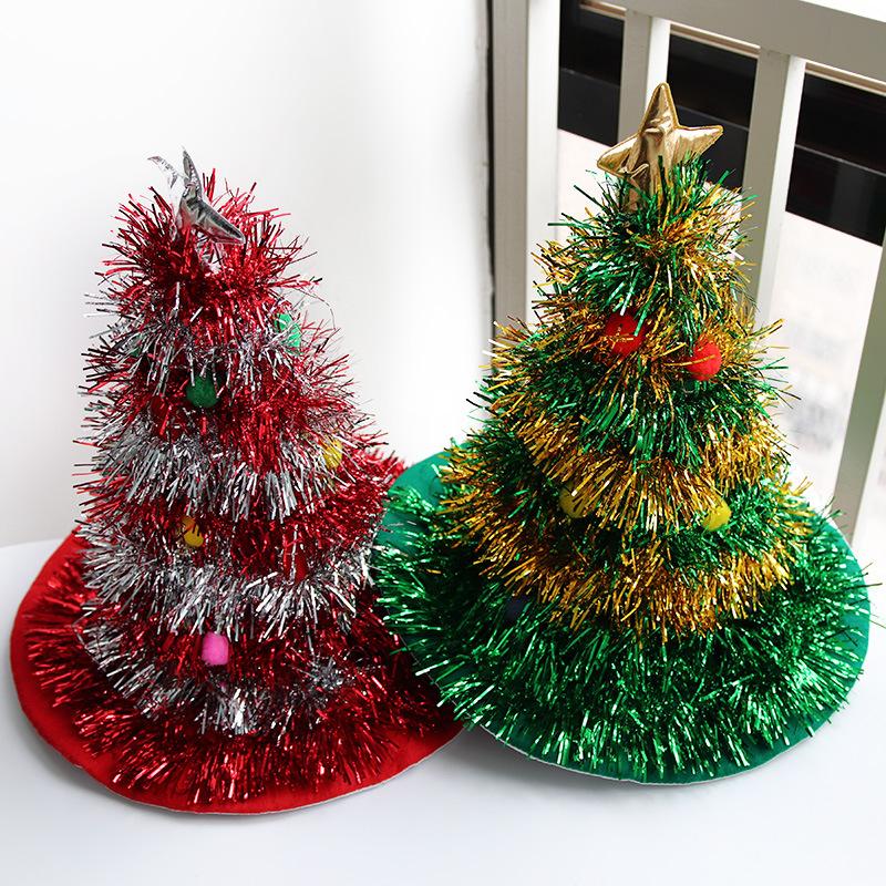 Festive Christmas Tree-Shaped Hat | Non-Woven Fabric & Rain Silk Material | Lightweight Easy to Hang, Reusable for Holiday Decor
