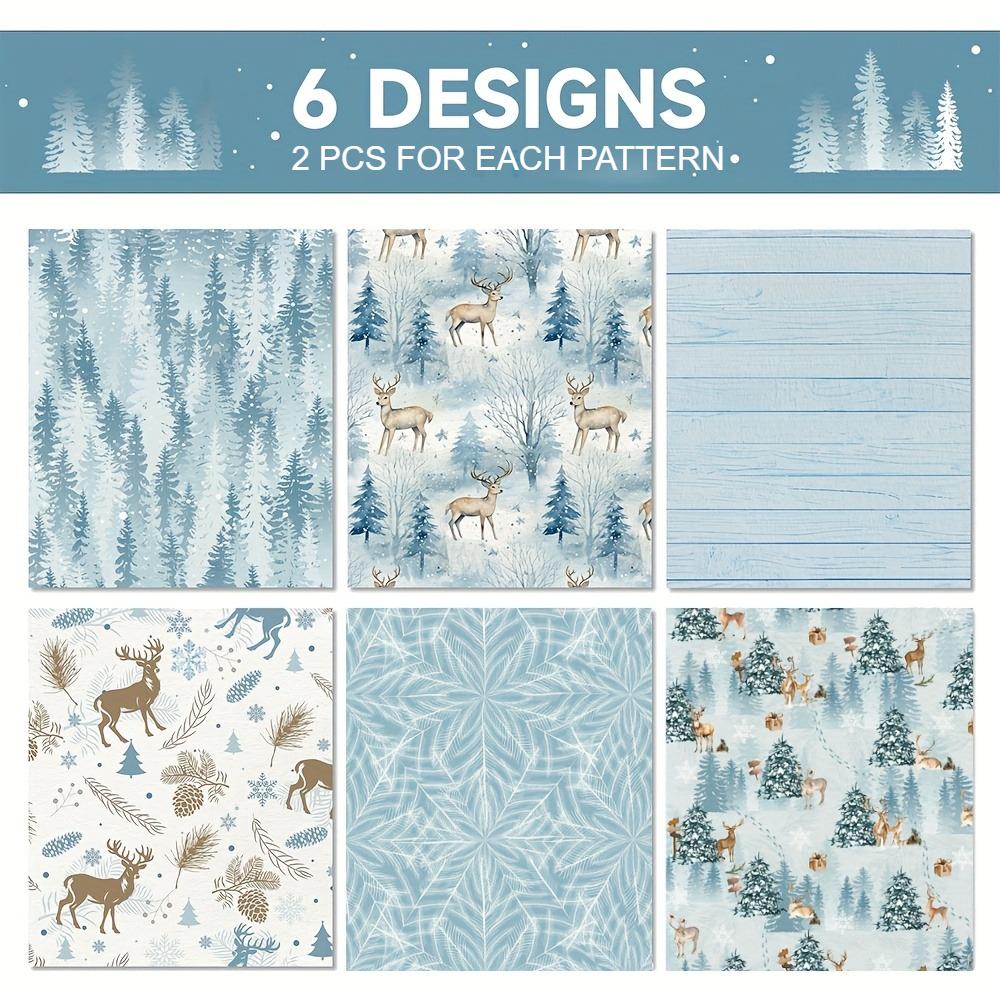 

12 шт./набор Рождественская упаковочная бумага для подарков, узор Снежинка , Олень и Елка , изысканная папиросная бумага для упаковки подарков