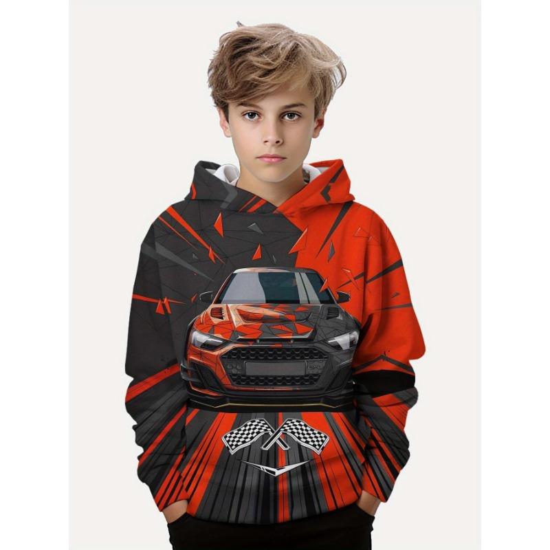 Autumn 3D  Sport Car Printed Hoodies Fashionable Casual Sports Long Sleeved Children's Boy Hooded Sweatshirts