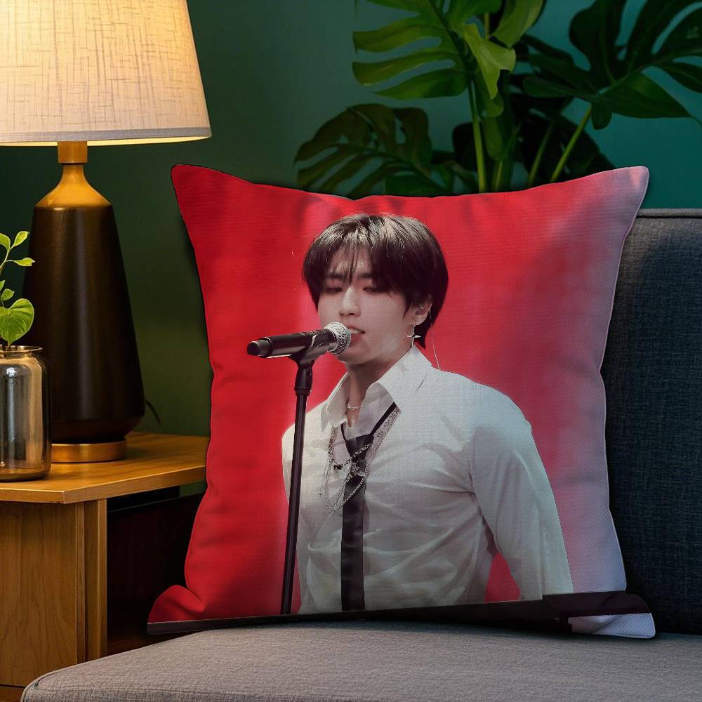 New HHan JJisung Boy Korean Pillow Case Antidustmite Pillowcase Invisible Zipper Silky Short Plush Sofa Cushion Cover