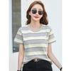 Summer New Striped Plus Size Loose Short Sleeve Women's T-Shirt Round Neck Casual Versatile Top Hot Item