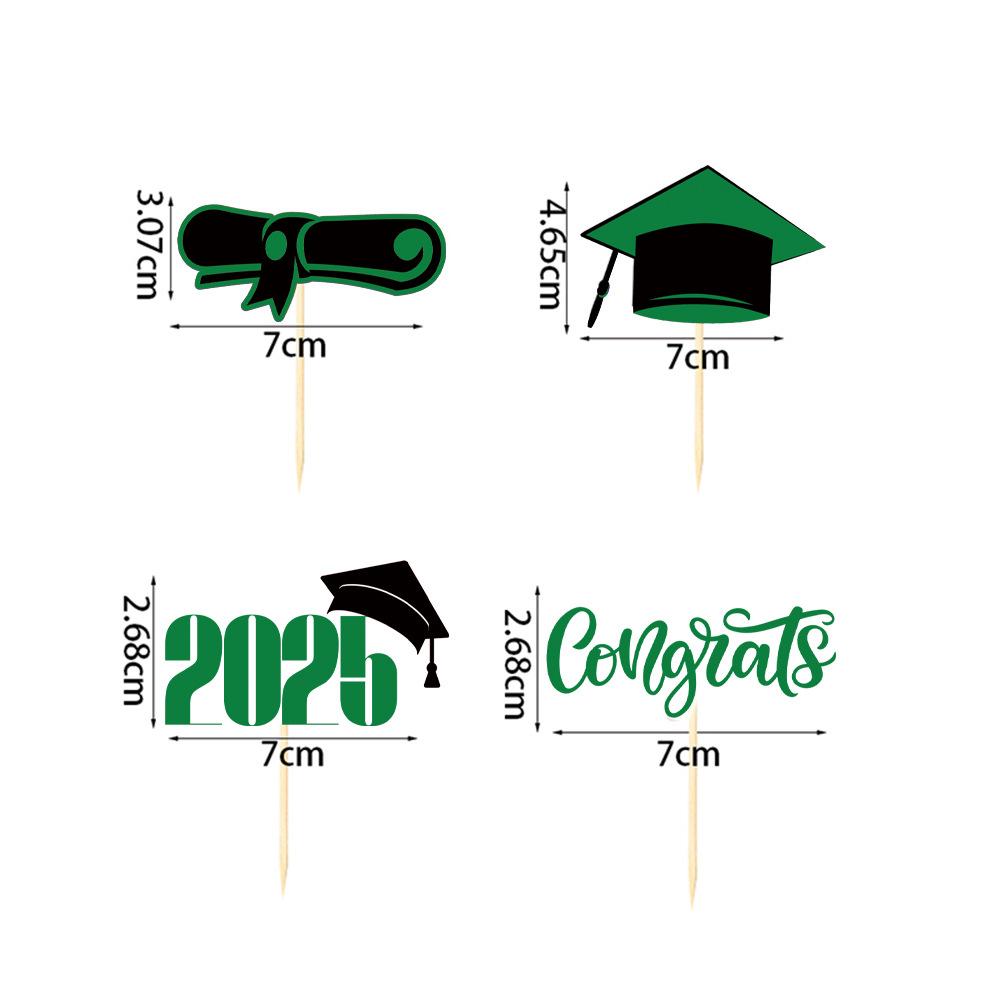 16pcs Glitter Graduation Cupcake Toppers Class of 2025 Congrats Grad Cap Diploma Cupcake Picks for Graduation Party Decorations