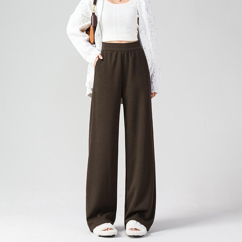 

High-waisted, slimming, wool-acetate herringbone wide-leg pants for tall women, perfect for spring and autumn. Versatile, comfortable, and stylish. S (80-95 lbs)