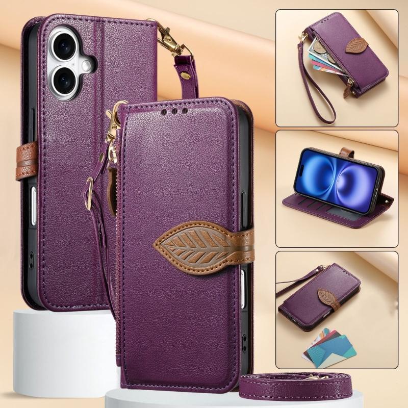 Protective Flip Phone Case With Detachable Wrist Strap Shockproof PU Leather Cover For Secure Carry And Easy Access