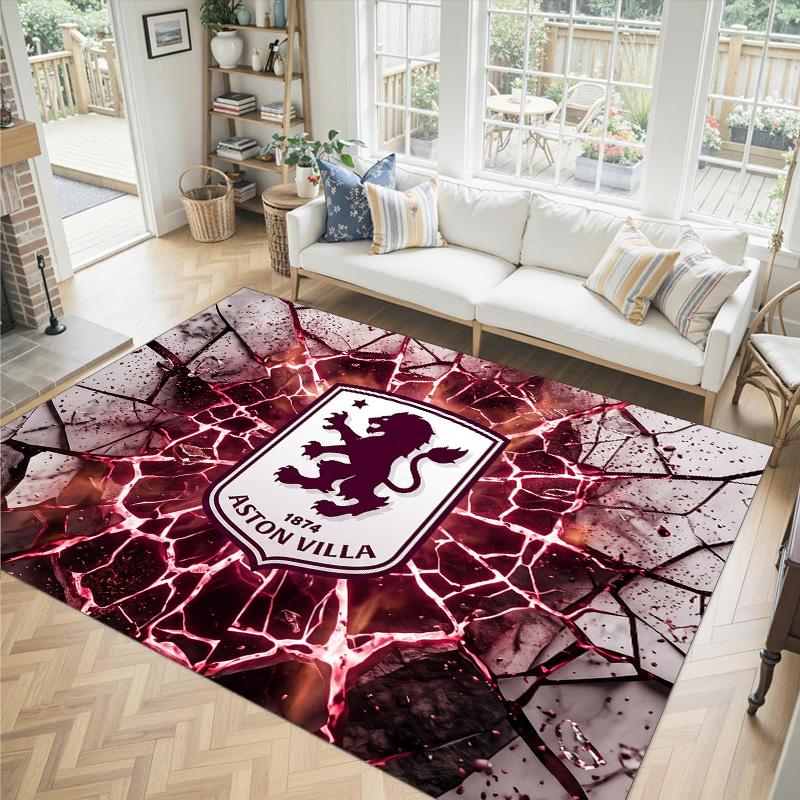 Aston Villa Voetbal Design Kristal Fluweel Tapijt Gezellig Niet?Antislip Bedrukt Tapijt Voor Slaapkamer Woonkamer Entree