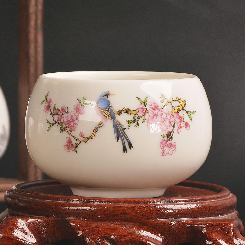 Porcelain master teacup tea bowl single teacup Dehua cup single cup kung fu teacup drinking tea business gift master cup