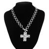 Punk Big Cross Pendant Necklace for Women Hip Hop OT Buckle Chain Grunge Goth Jewelry Gifts