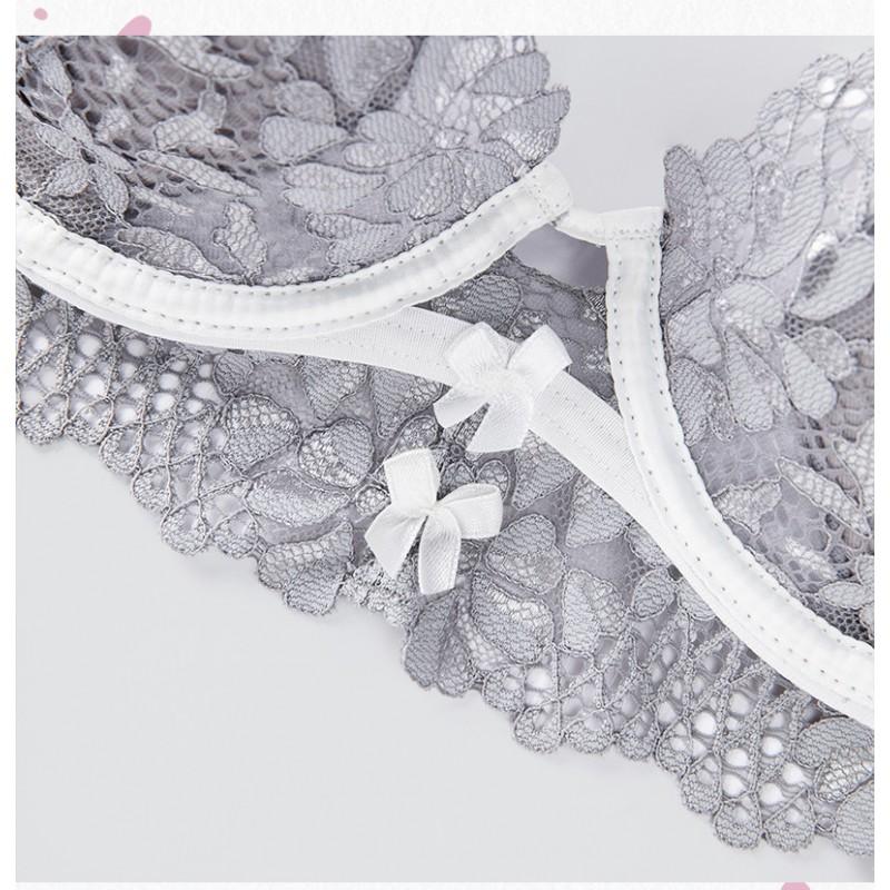 Womens Plus Size Full Coverage Lace Bra Set With Underwire Light Padding Side Support Lift Large Bust