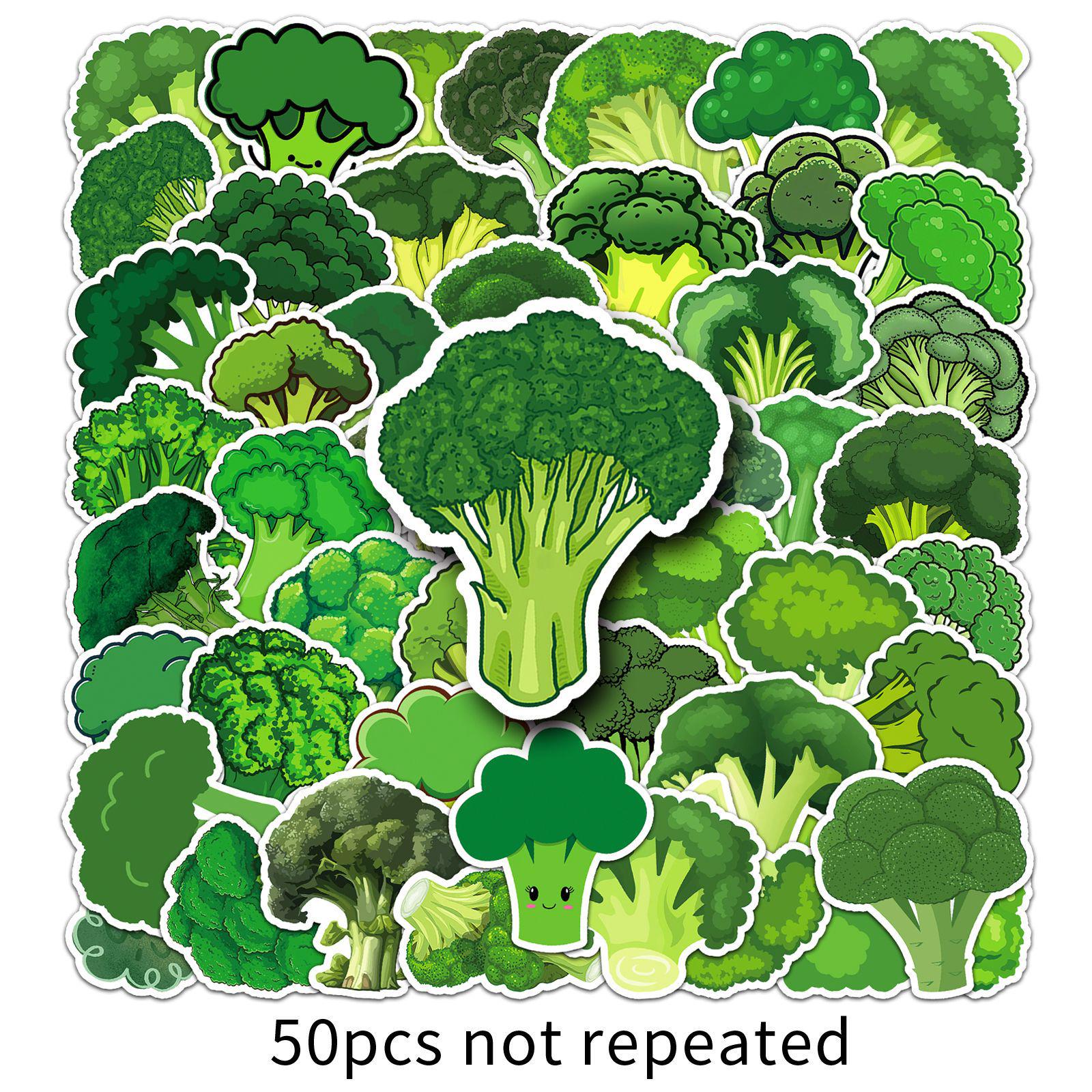 50 Broccoli Graffiti Stickers: Cartoon Vegetable Decor for Skateboards, Computers, and Phone Cases