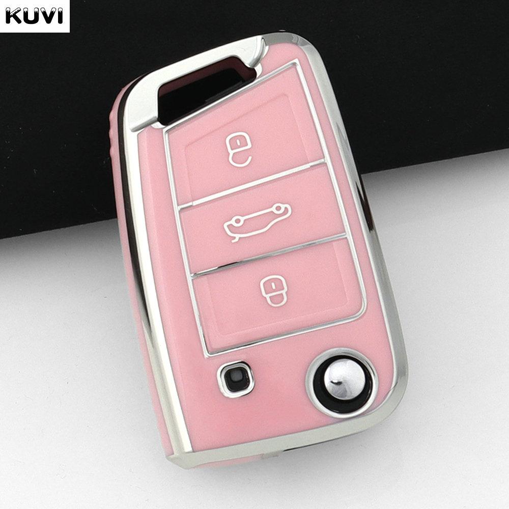 

3 4 Buttons Tpu Car Key Case Cover Holder Keychain For Vw Volkswagen Golf 7 Mk7 Tiguan Mk2 Seat Ateca Leon Fr 2 Ibiza For Skoda