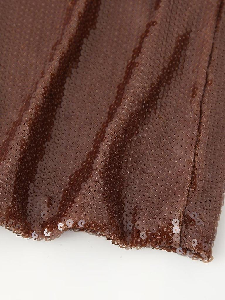 Women's Winter 2024 Sequin Spaghetti Strap Backless Maxi Dress - European & American Style Fashion