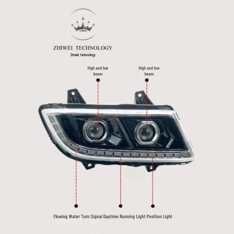 Compatible for Jiefang Hany V2.0 and Tian V2.0 Headlight Assembly, Dual LED High/Low Beam. Passenger Side Right Headlight