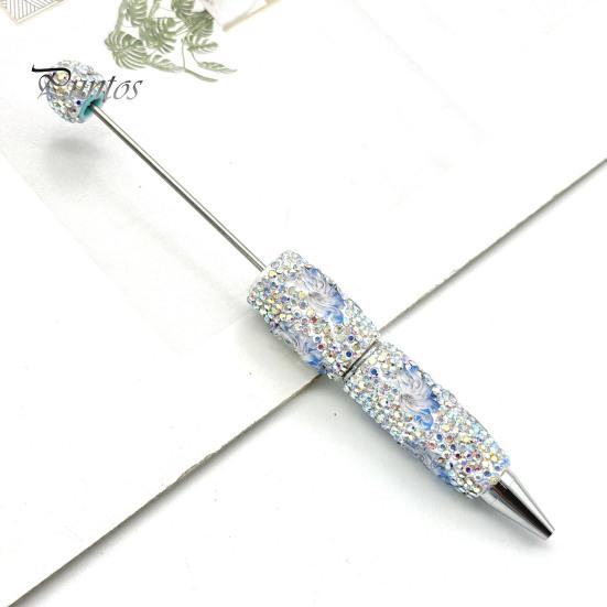 Fun Glowing Writing Tool DIY Glow-in-the-Dark Diamond Beaded Pen, Rhinestone Ballpoint Pens with Cartoon Charms, Cute Glitter Creative Gift Pen Tools