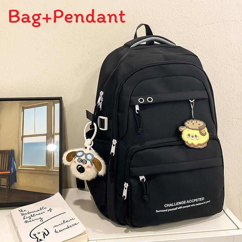 

Nylon School Backpack For Teens With Design And Letter Print For Casual Use чёрный