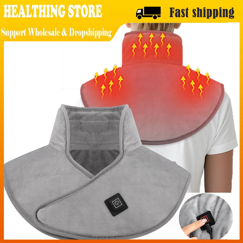 Electric Heating Shoulder Neck Pad Cervical Wrap with Three Levels Temperature Warm Back Relaxation Tool for Office Home Use