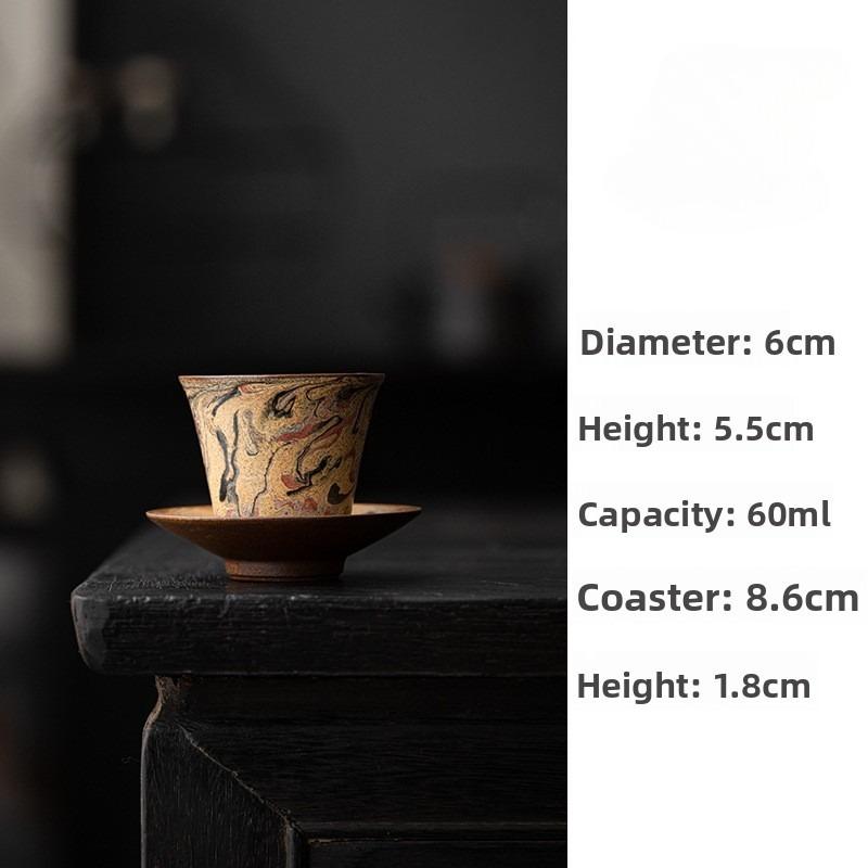 Dunhuang oil painting handmade firewood burning teacup personal special retro master cup tea cup high-end ceramic cup gift