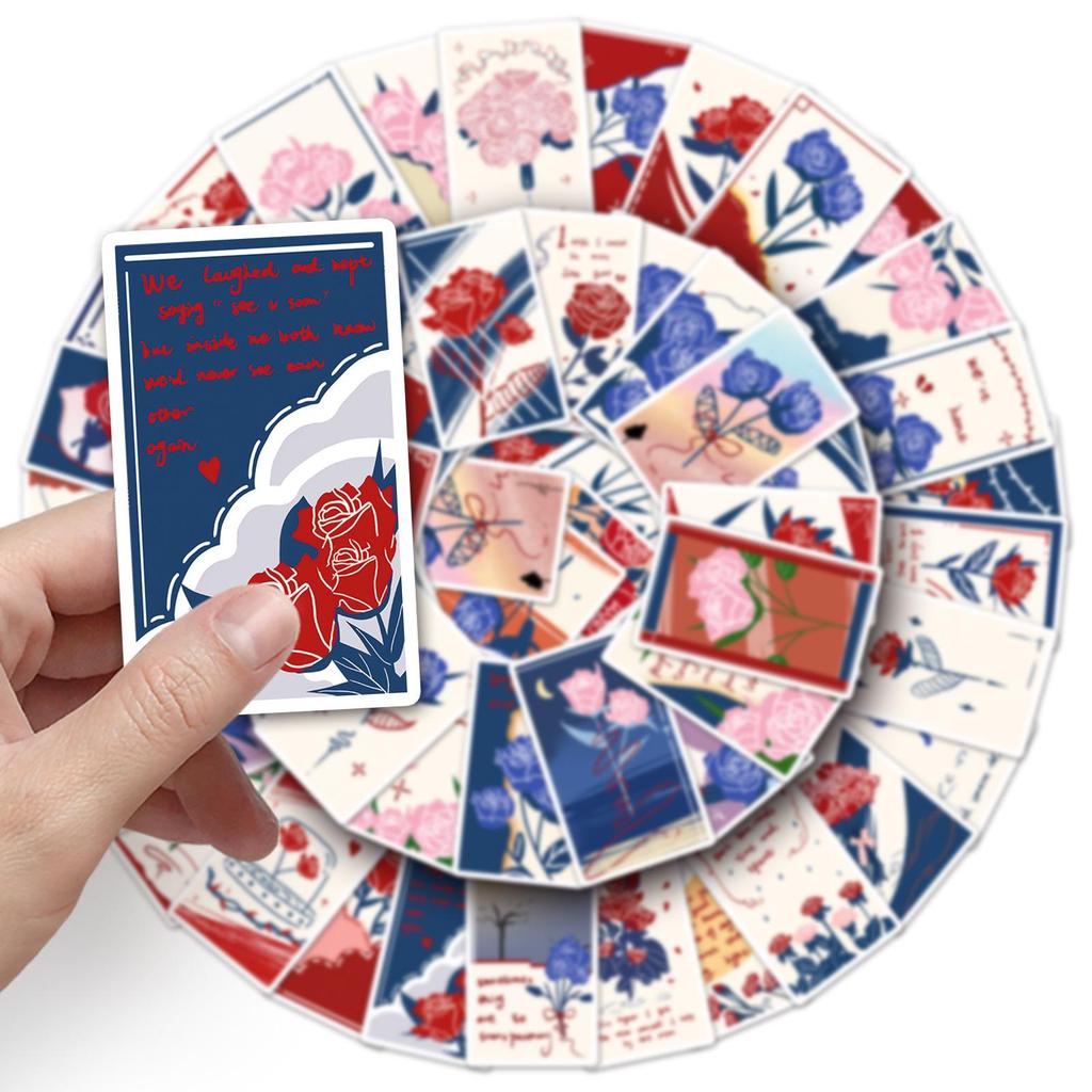 50 Sheets Flower Bookmark & DIY Art Stickers - Waterproof & Creative Designs