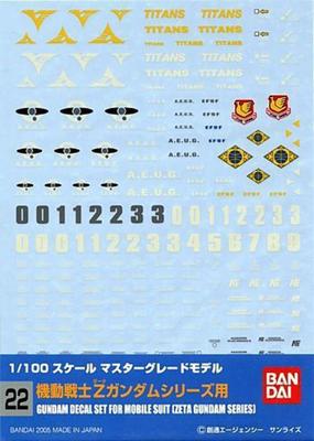 Gundam Decal MG Scale Z Series 0134149 No.22 1/100
