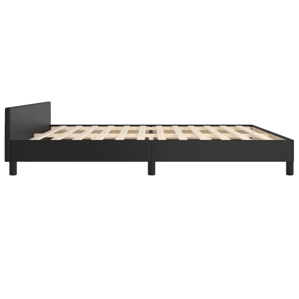 Black Bed Frame with Headboard 200x200 cm Faux Leather