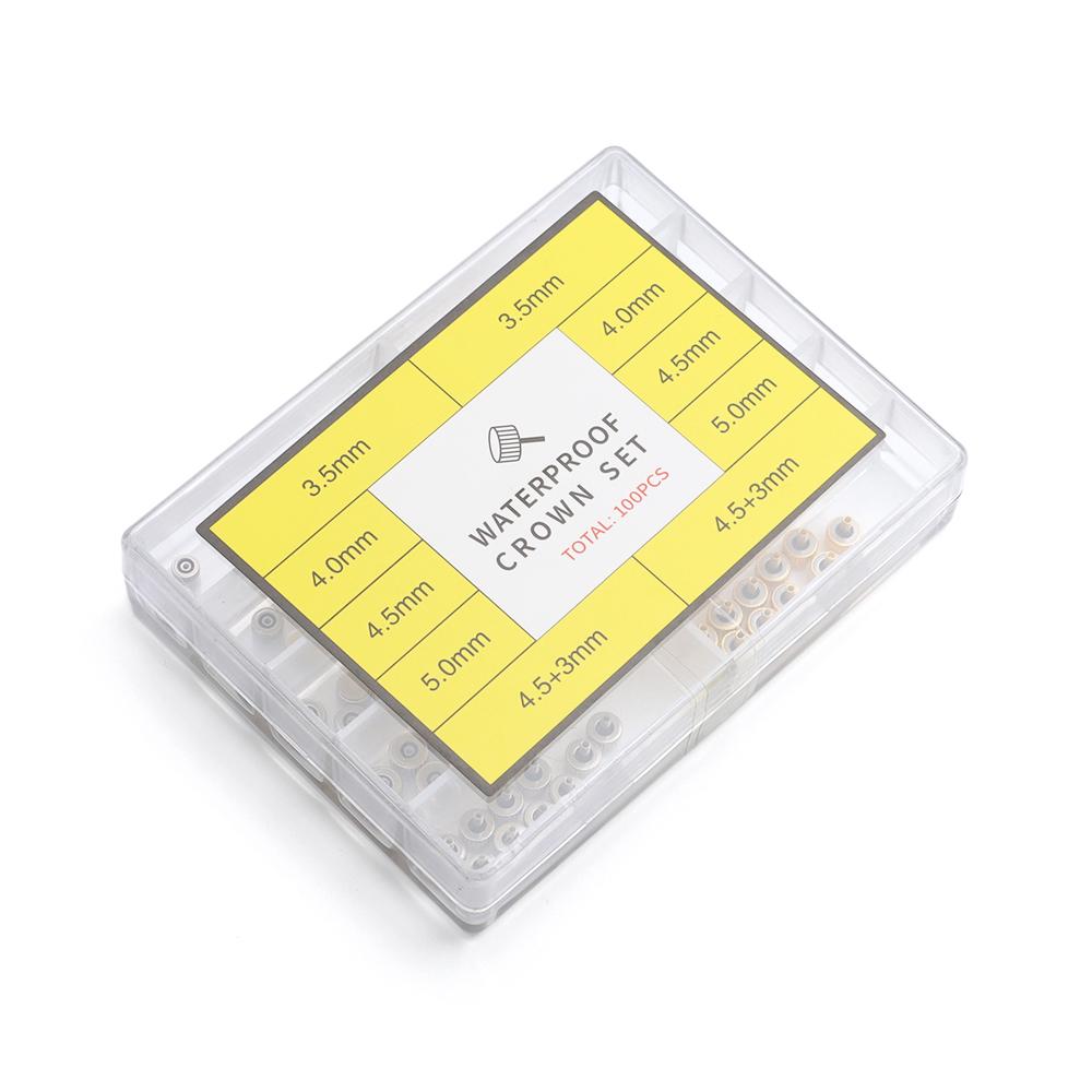 10/20Sets Silver Gold Watch Crowns Watch Waterproof Replacement Assorted Repair Tools with Box Watch Accessories for Watchmaker