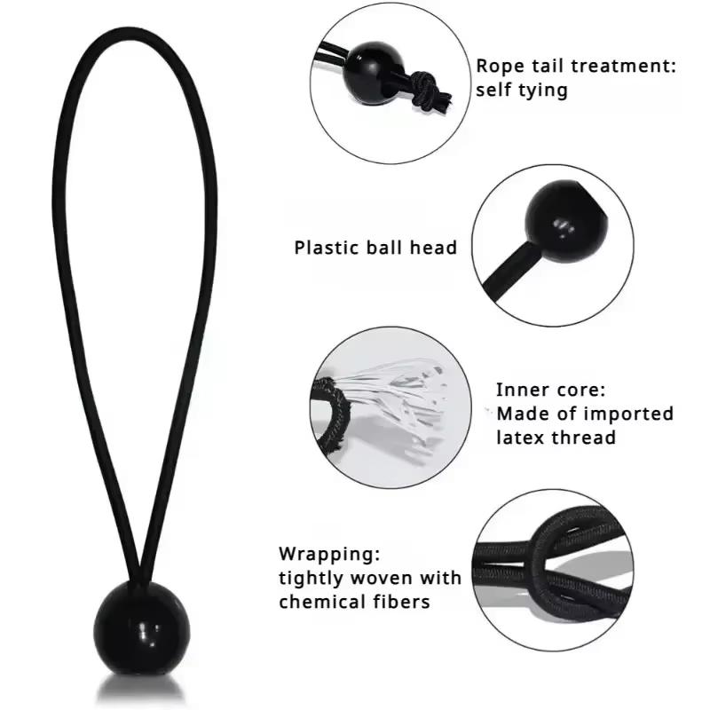 10pcs Bungee Ball Tarps Canvas Tarpaulin Flagpole Ties Cord Ends Elastic Rope Lace Fixed Boat Pole Camping Tent Accessories