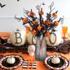 1/3/5Pcs Halloween Branches Artificial Pumpkin Maple Leaf Stem Flowers Halloween Party Decoration For Home DIY Vase Photo Props