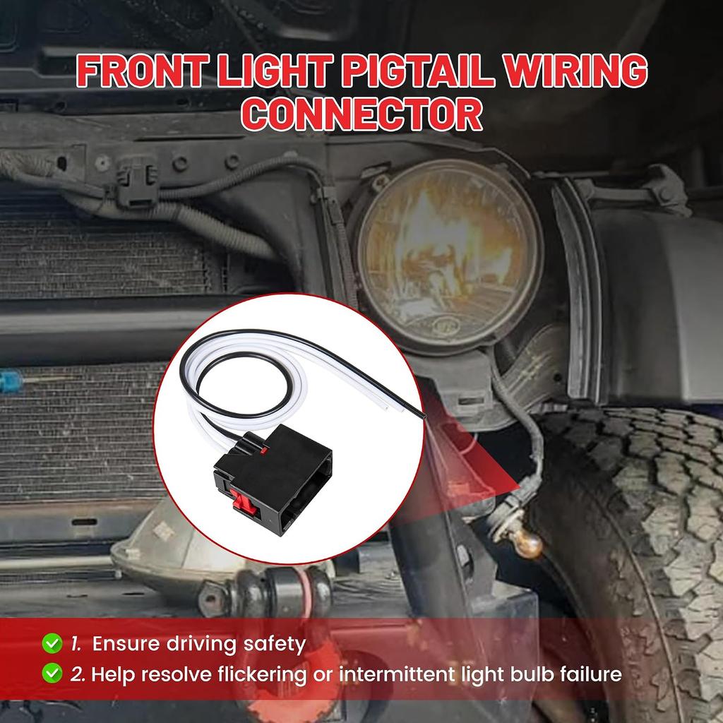 RED WOLF 2PCS Front Turn Signal Light Connector Plug Harness for 2007-2018 Jeep Wrangler JK Replacement for OE 68065016AB Front Light Pigtail Turn