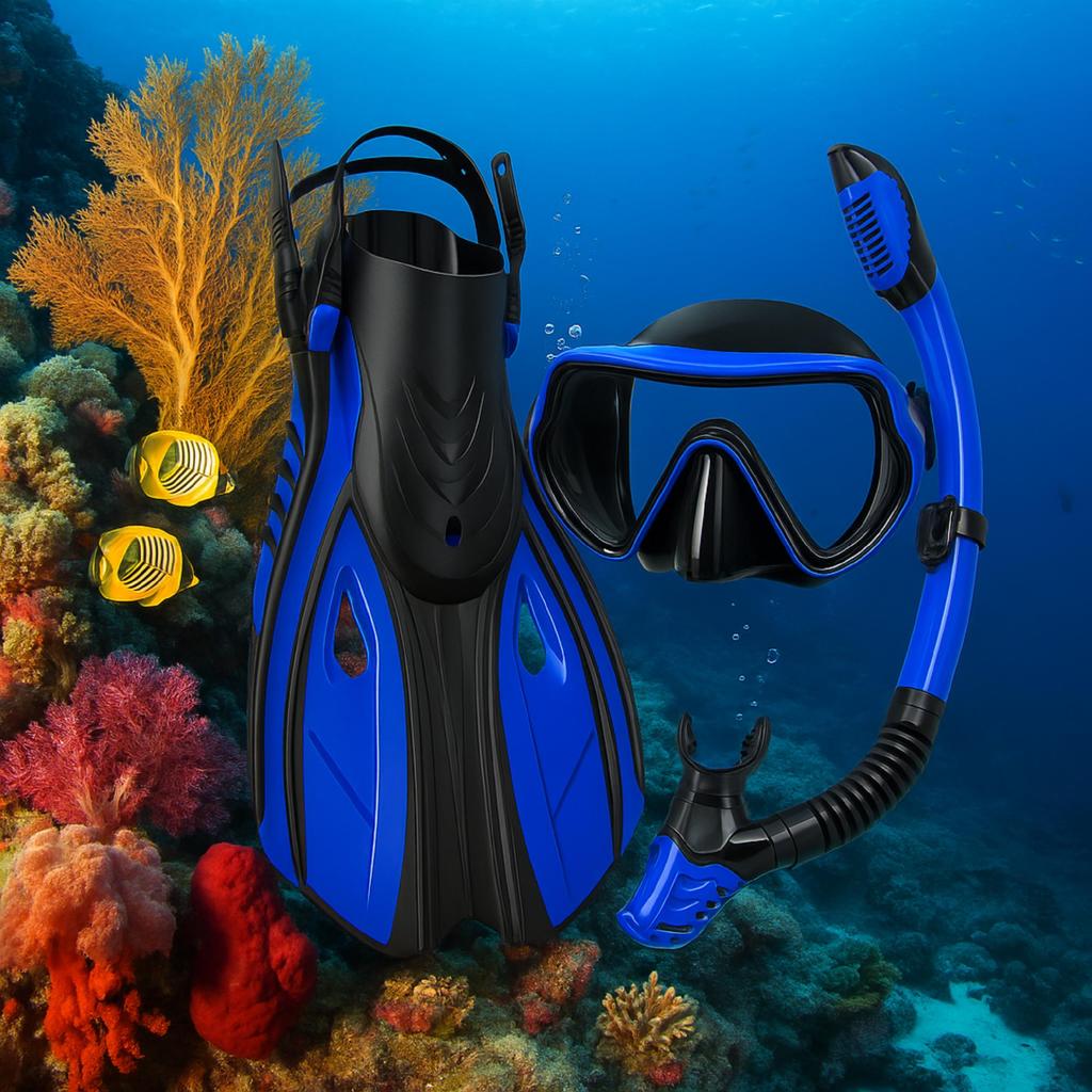 Diving Set Mask With Snorkel Fins For Swimming Sizes 38-42