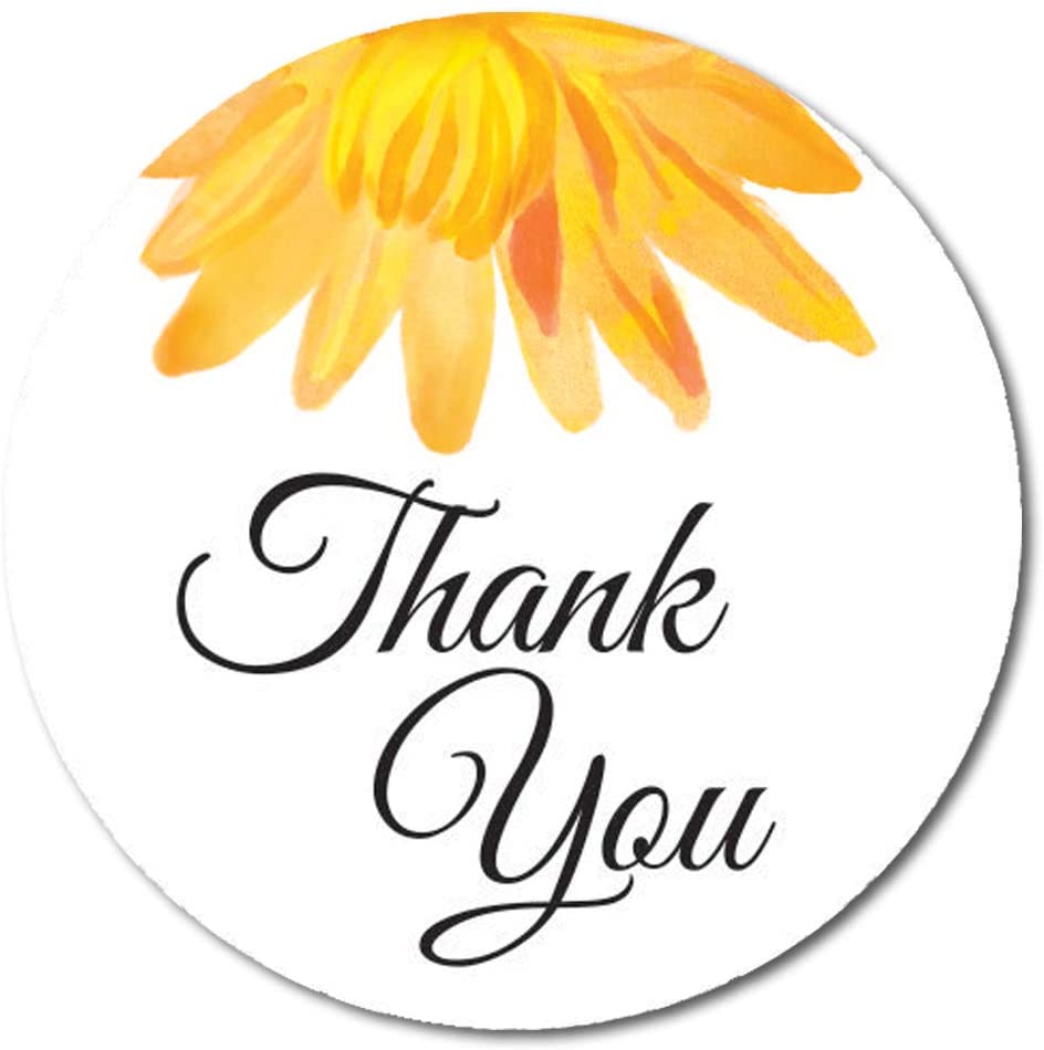 Darling Souvenir 45 Pcs Aster Flower Black Thank You Stickers Round Envelope Seal-1.6