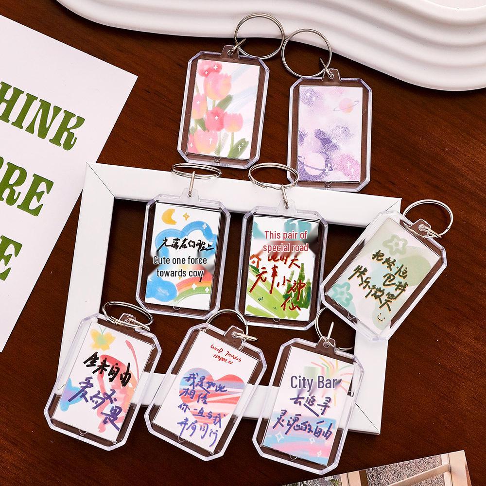 Colorful Acrylic Text Keychain: DIY Bag Decoration Pendant Fun Gift
